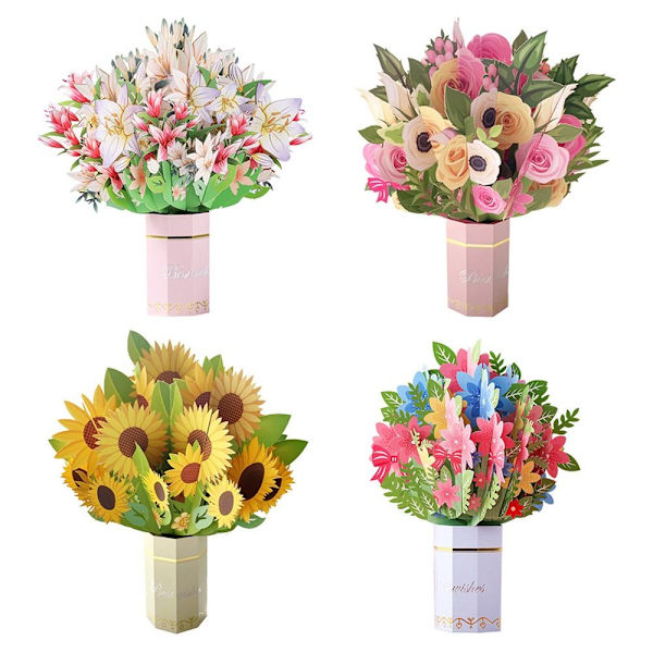 3D Pop-up Buket Papir Blomster KIRSEBÆR Cherry