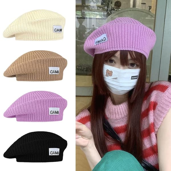 Stickad Baskermössa Varm Cap KHAKI khaki