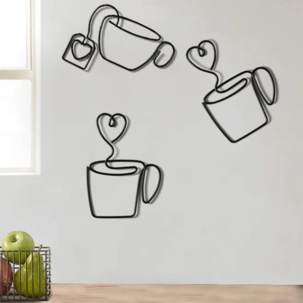 2 kpl Coffee Cup rauta seinäkoristelu Iron House Wall SET