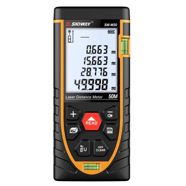 Laser Distance Meter Range Finder med 2 bobleniveauer