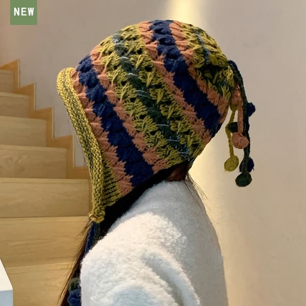 Plysch mössa Stickning Cap BLÅ Blue