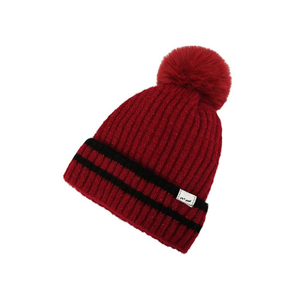 Vintermössa Stickad cap VINRÖTT wine red