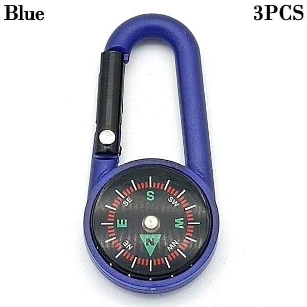 3kpl Outdoor Hook Compass Mini Metal Compass SININEN Blue