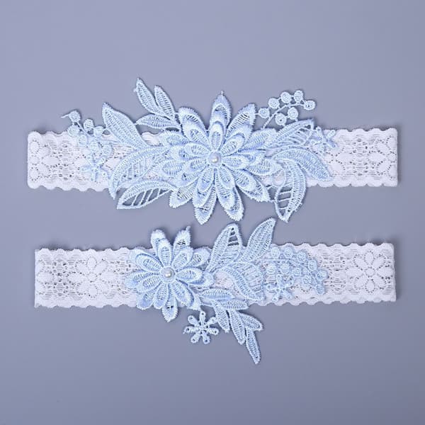 2 STK Blonder Blomster Perle strømpebånd Stretch strømpebånd SVART black