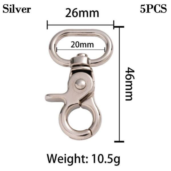 5 st Avtagbara Snäppkrokar Trigger Clips SILVER 20MM Silver 20mm