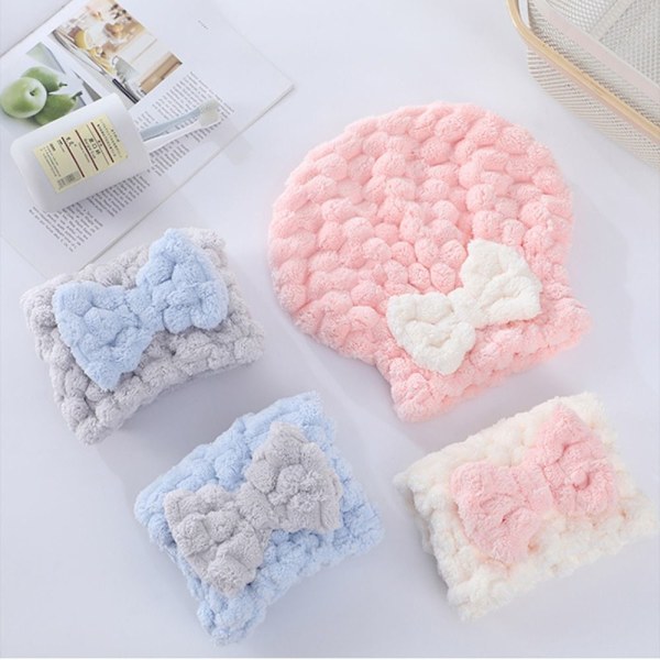 Bowknot Dry Hair Hat Kuivahiuspyyhe HARMAA grey