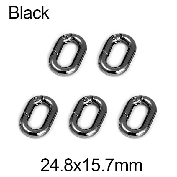 5 stk Spring Oval Ringe Taske Bæltespænder SORT 24,8X15,7MM Black 24.8x15.7mm