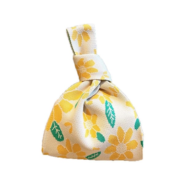 Stickad handväska tygväska 5 5 5