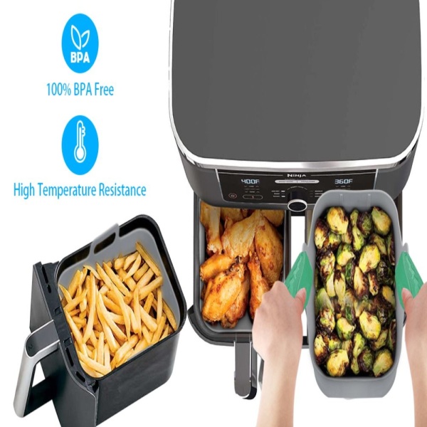 2 stk Air Fryer Liner Air Fryer Silikon Pot Air Fryer Folding Black & Blue