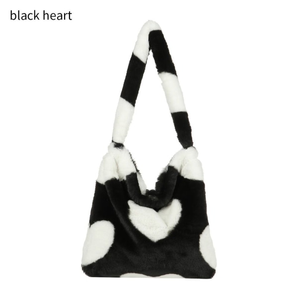Fluffig axelväska Shoppingväska black heart