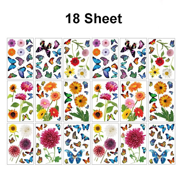 18 ark vindues statiske klistermærker Window Clings vinduesdekaler 18 Sheet