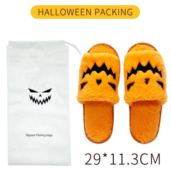 Halloween pumpa tofflor Päls par tofflor SVART Black