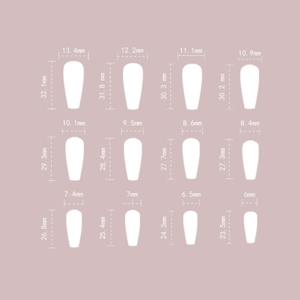 Fake Nails Ballerina Frosted Leaves