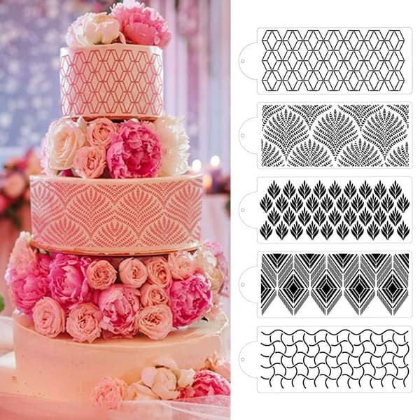 3 stk Cake Mesh Stempler Sjablonger Preging 3 3 3