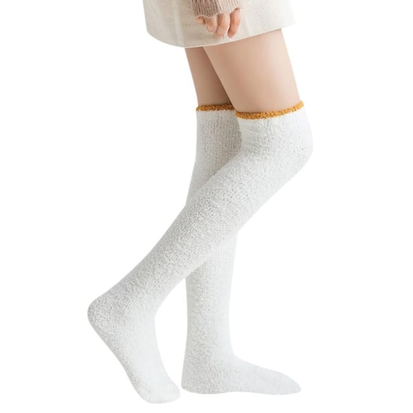 Over Knee Socks Høje Fuzzy Socks HVID White