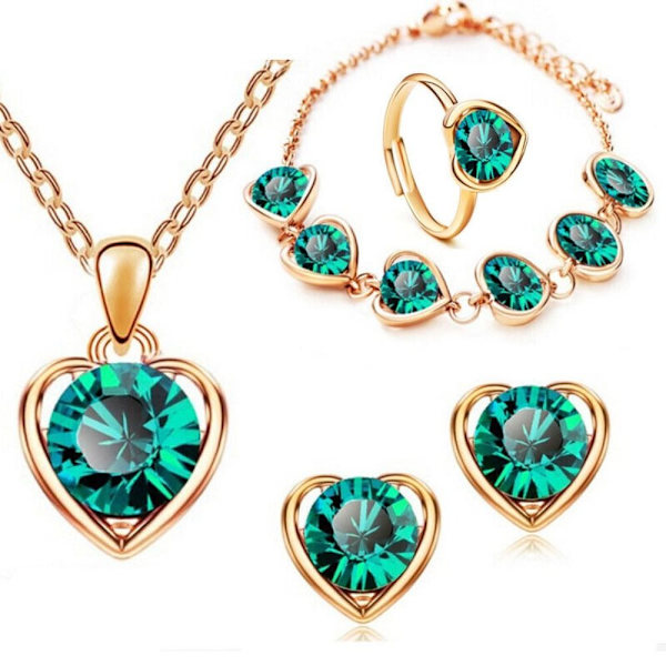 Crystal Heart Kaulakoru Korvakorut SILVER Silver