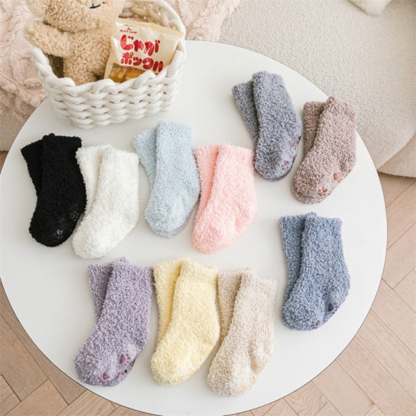 Babysokker Plys Fluffy Socks GRÅ S Grey S
