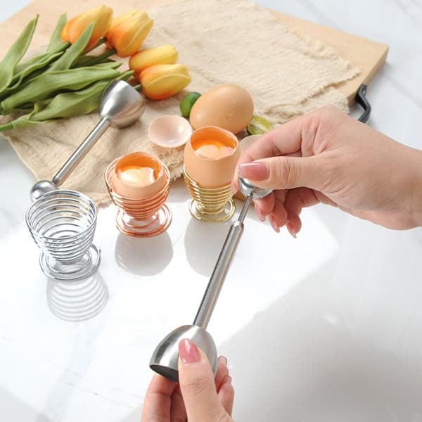 Eggeskallåpner Kokte egg Holder SØLVEGGSHOLDER-2 STK Silver Eggs Holder-2PCS-Eggs Holder-2PCS