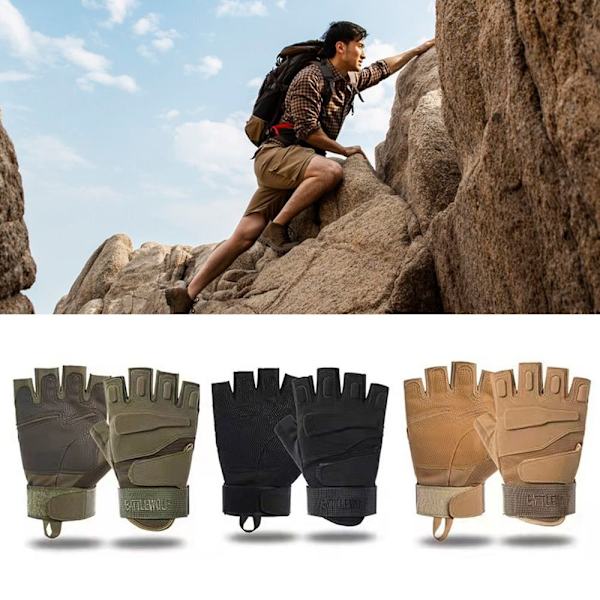 Tactical Handskar för utomhusbruk Halvfingerhandskar SVART M M Black M-M