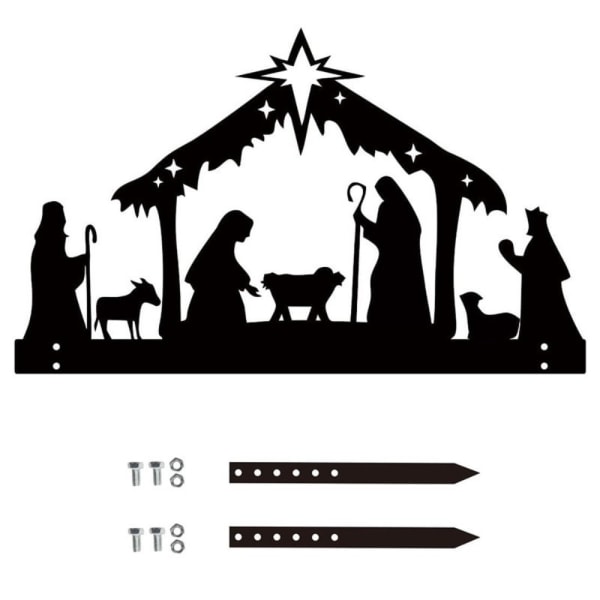 Julekrybbe Silhouette Yard Sign 30X19CM 30X19CM 30X19cm