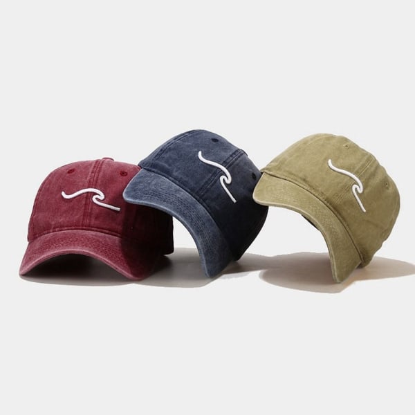 Wave Embroidery Baseball-lippikset Distressed Faded Cap WINE RED wine red