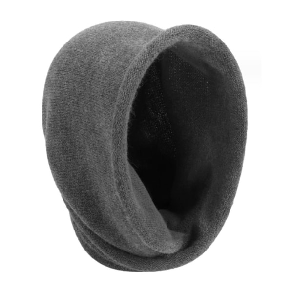 Cashmere Sjal Hat Motorhjelm Hatte MØRKE GRÅ Dark Grey