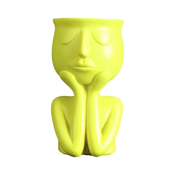Kaktusplanter Portrett Skulptur Blomsterkrukke GUL 1 1 Yellow 1-1