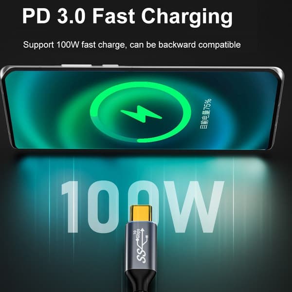 USB 3.1 Gen 2 -kaapeli Type-C - Type-C -johto 0,5M 0.5m
