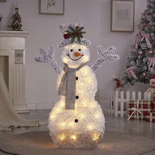 Vilkkuva lumiukkopatsas Led-valo lumiukko 92X63CM 92x63cm