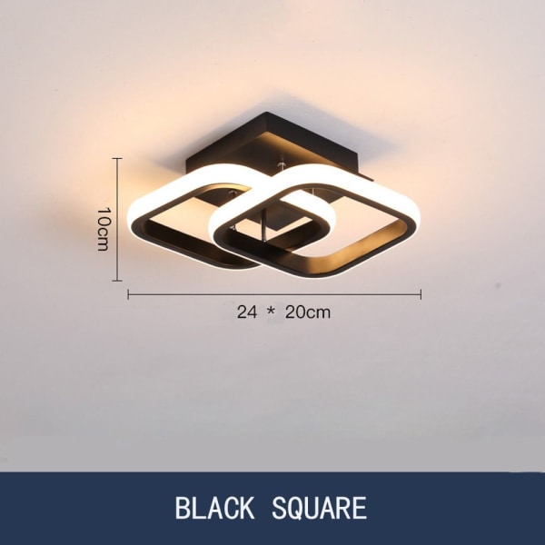 LED Lampe Loftslys SORT FIRKANTIG FIRKANT Black Square-Square