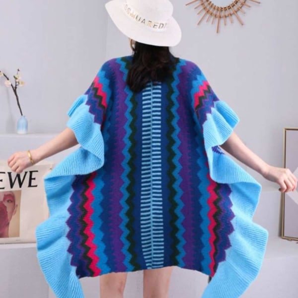 Mongolsk poncho cardigan dusk sjal SKY BLUE sky blue