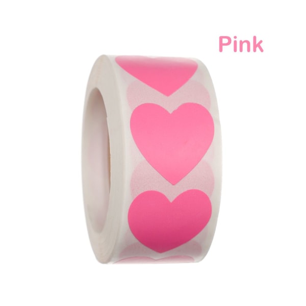 500 st Love Heart Shaped Seal Labels Sticker ROSA pink