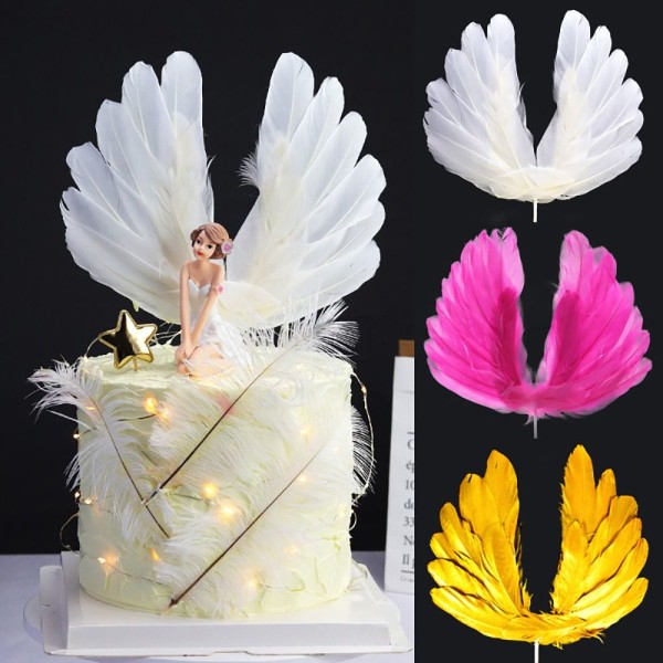 5st Angel Wing Feather Cake Topper VIT VIT white