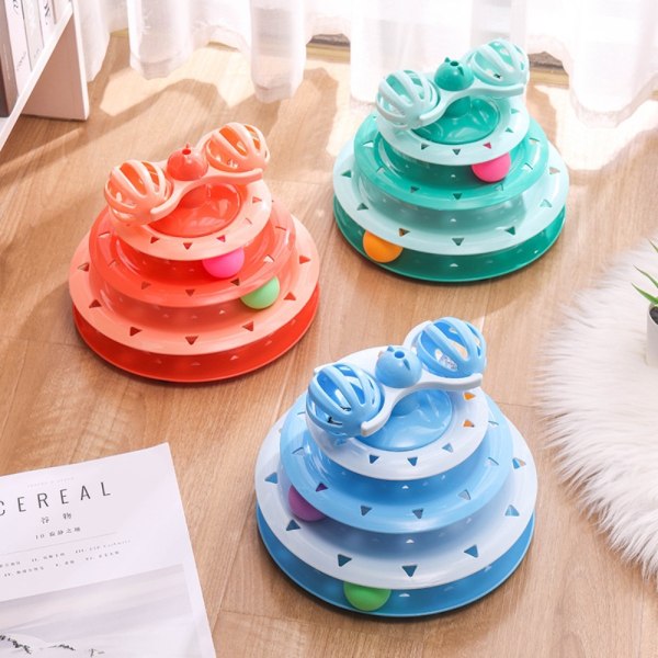 Pet fyrlagers skivspelare med Ball Cat Fun Toy GRÖN Green