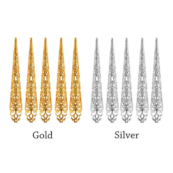 5 Stk False Nail Finger smykker GULD Gold