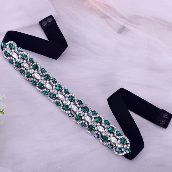 Bröllopsklänning Bälte Bröllop Sash Bälte Rhinestones Golden Belt