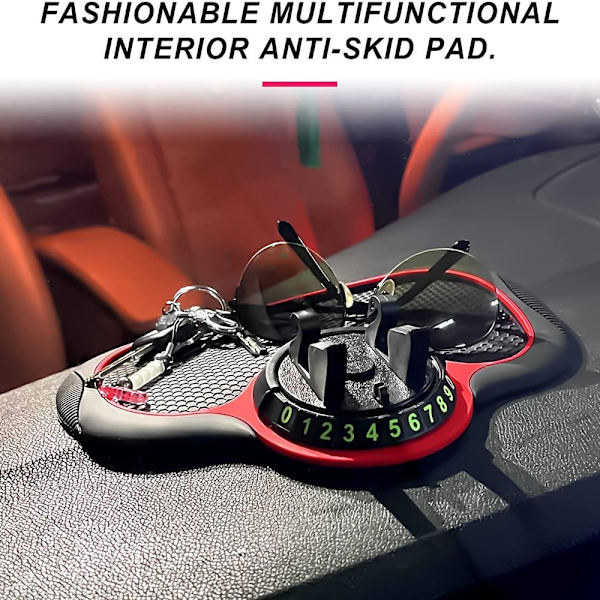 Biltelefonholder Pad Anti-sklimatte Dash Phone Mount Black&Red
