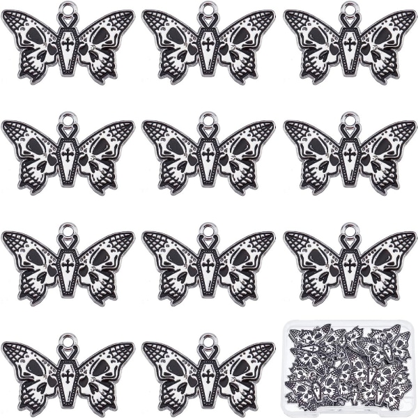 20 stk Moth Charms Gotisk stil Cross Skull Charms anheng