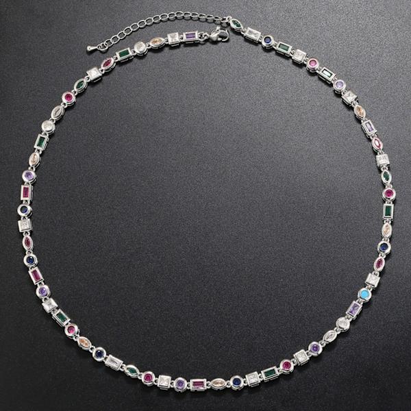 Candy Armbånd Cubic Zircon Armbånd SØLV HALSKÆDE485MM Silver Necklace485mm