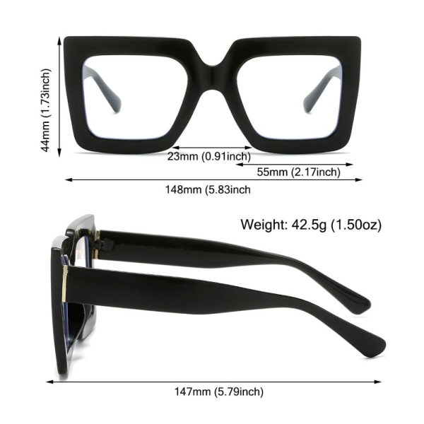 Anti-Blue Light Briller Dame Optisk Brille Stel SORT SORT Black