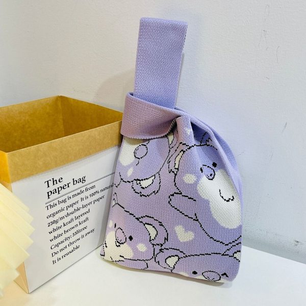 Knit Handbag Knot Wrist Bag 3 3 3