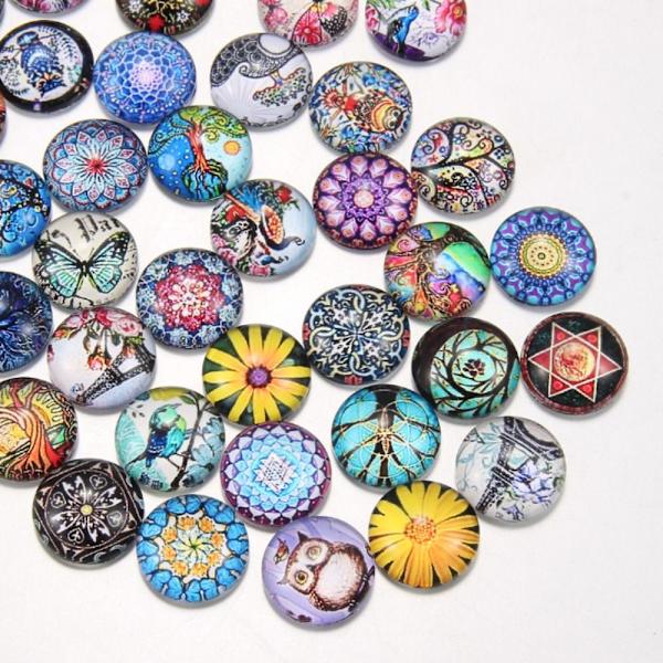 50 stk. trykt glas cabochons Swirl glas cabochons fliser