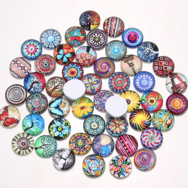 50 stk. trykt glas cabochons Swirl glas cabochons fliser