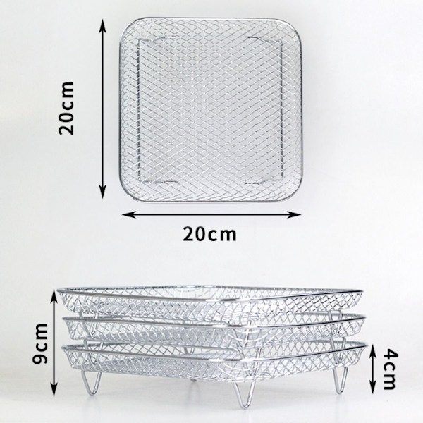 Air Fryer Rist, Trelags Stabelbar Dehydrator Rist, Rustfrit Stål