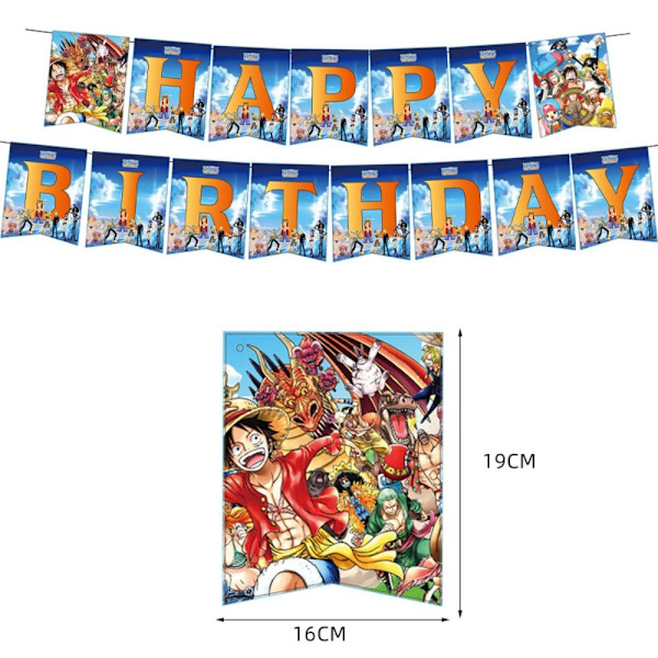 ONE PIECE Tema Fødselsdagsdekoration Engangsservice Fest Banner