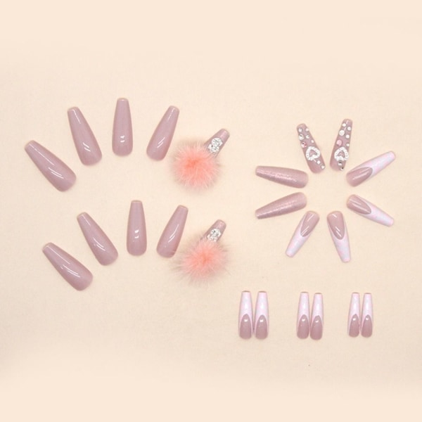 24st Fake Nails Long French Ballerina Z565