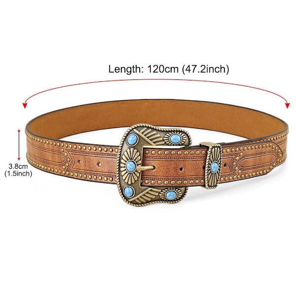 Western bälten Blomgraverat läderbälte Cowgirl Cowboy Brown