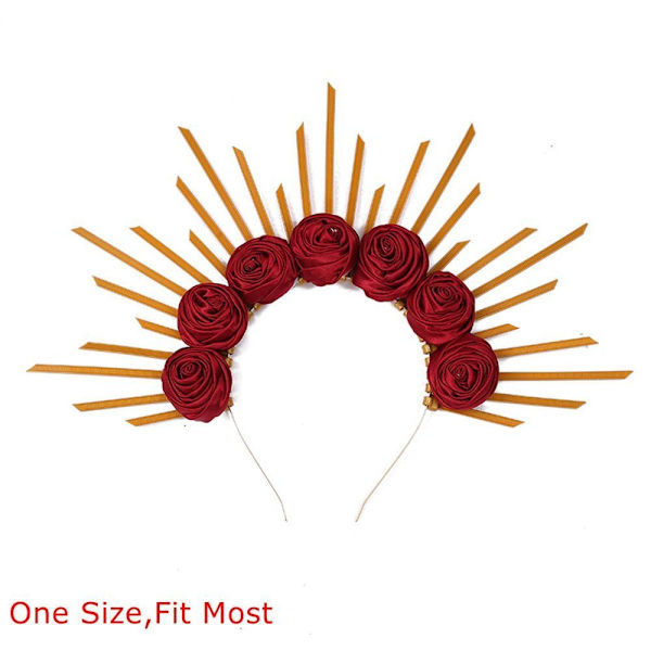 Red Roses Tiara Pannebånd Party Cosplay Tilbehør GRÅ Grey