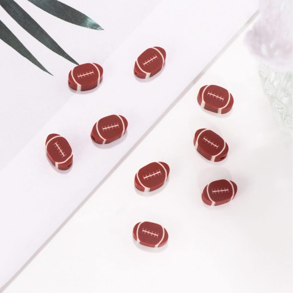 200stk Sports Football Beads Polymer Clay Beads Rugby Football