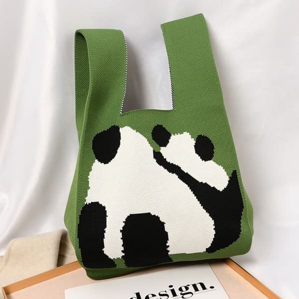 Knit Handbag Kangaskassi VIHREÄ green